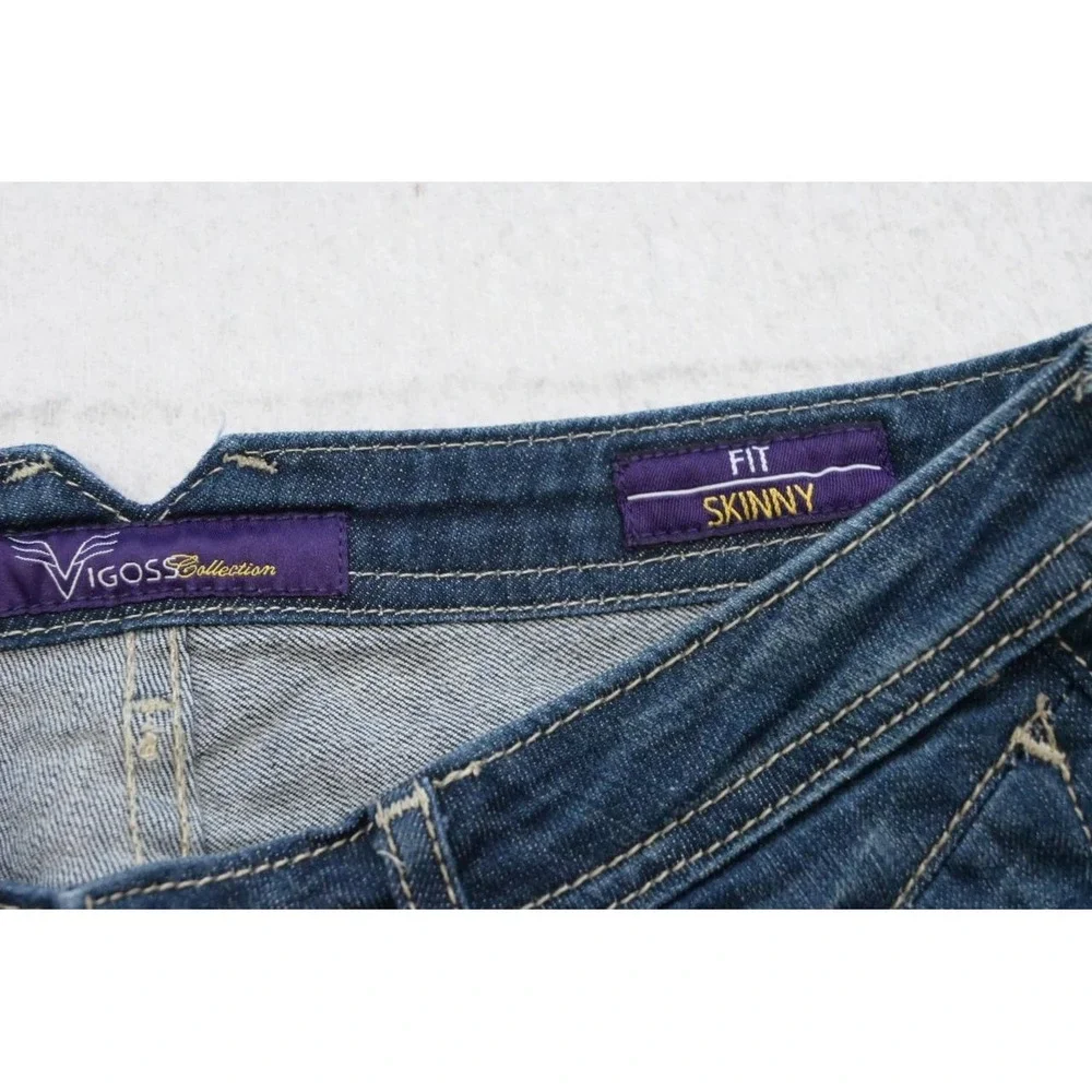 Vigoss Jeans Womens 1/2 26 Blue Skinny Fit Stretch Distressed Studded Excellent